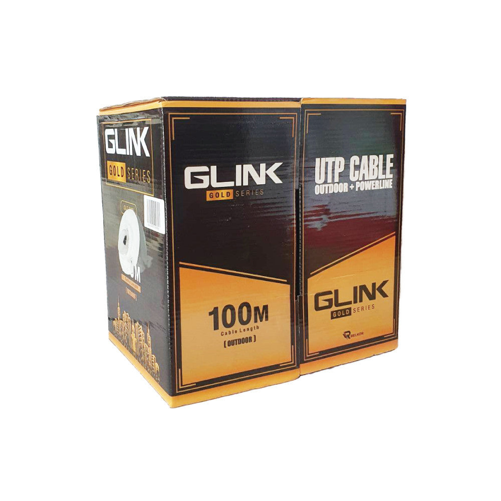 GLINK GLG5003 OUTDOOR CABLE + POWER สายแลนภายนอก พร้อมไฟ CAT5E GOLD SERIES ความยาว 100เมตร (ไม่เข้าหัวไปให้)