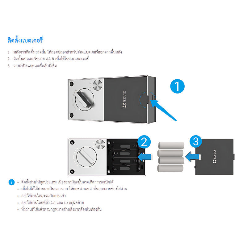 EZVIZ DL03 Smart Rim Lock สมาร์ทล็อค กลอนประตูอัจฉริยะ รับประกัน 1 ปี