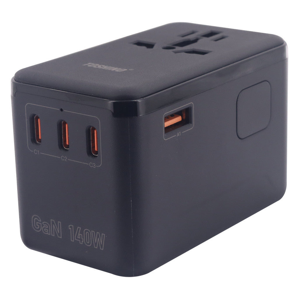 Toshino ปลั๊กแปลง3 TYPE C+1 USB PD140W Gan รุ่น DE-140WGAN ประกัน 1 ปี