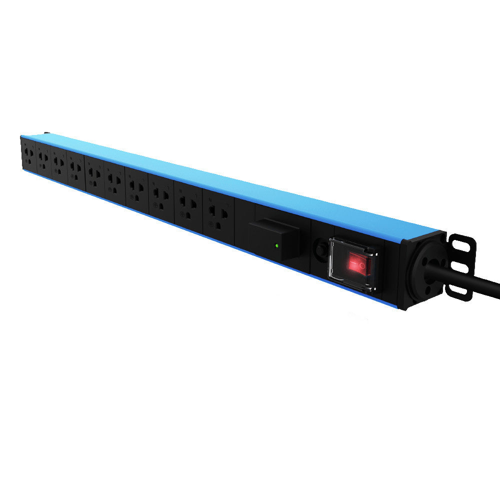 GLINK GPDU-11B BLUE 2M รางปลั๊กไฟตู้ Rack 10 ช่อง ยาว 2 เมตร 1 สวิตช์ สีฟ้า Overload มอก.แท้