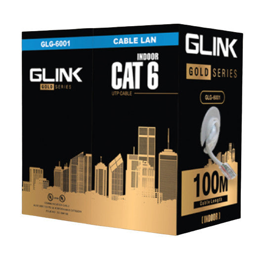 GLINK GLG6001 INDOOR CABLE สายแลน ภายใน CAT6 GOLD SERIES ความยาว 100เมตร (ไม่เข้าหัวไปให้)