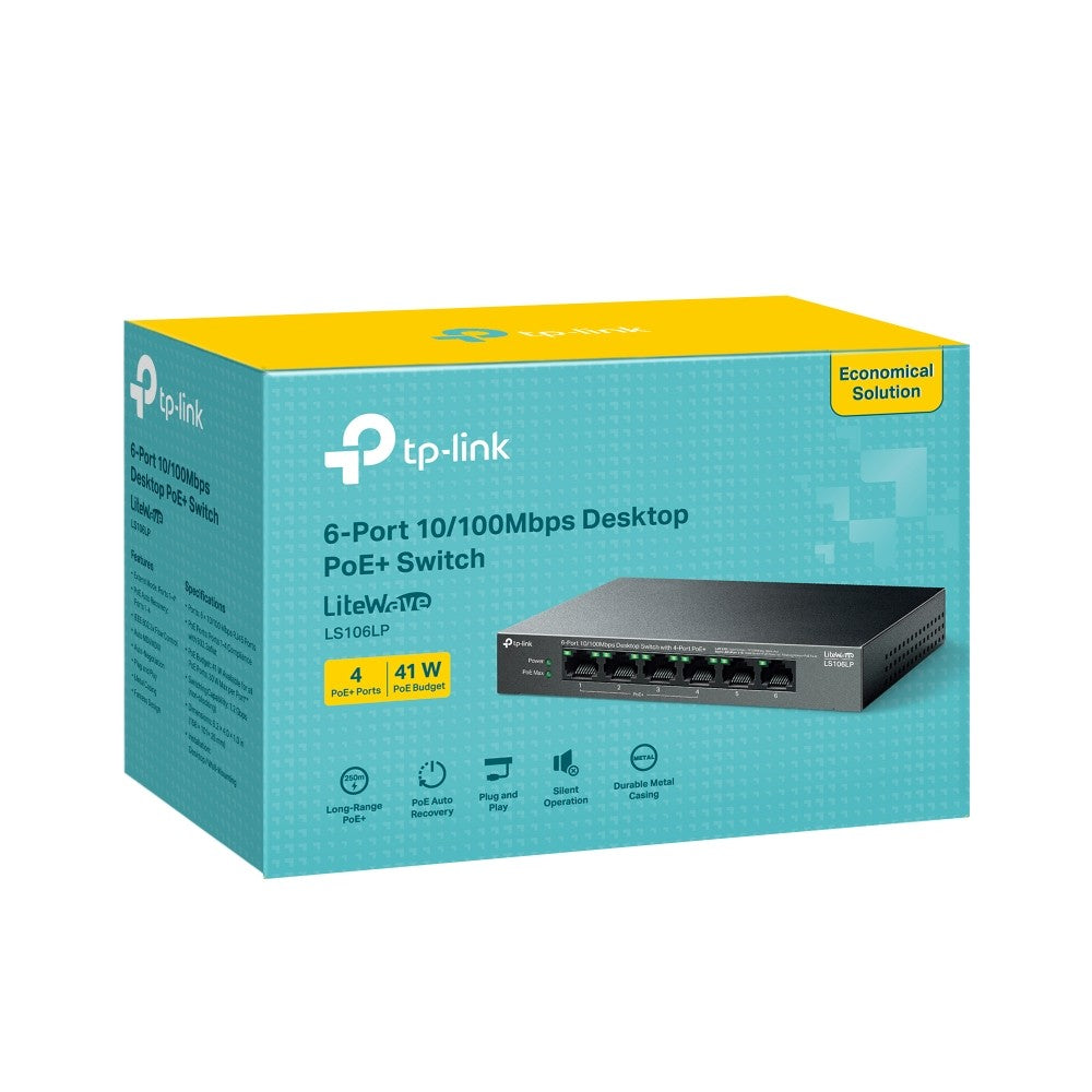 TP-Link LS106LP PoE+ 4-Port 6-Port 10/100Mbps Desktop Switch