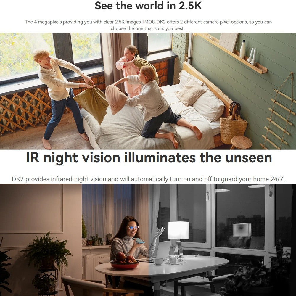 IMOU DK2 2MP H.265 Wi-Fi Pan & Tilt Camera การติดตามอัจฉริยะ กล้องวงจรปิดรักษาความปลอดภัยในร่ม