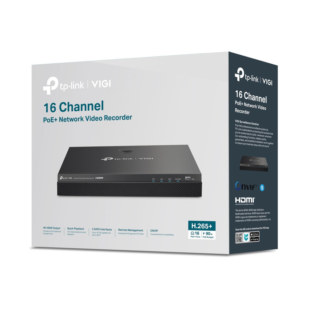 TP-LINK VIGI NVR2016H-16P 16 Channel PoE+ 90W Network Video Recorder เครื่องบันทึก รับประกัน 3 ปี
