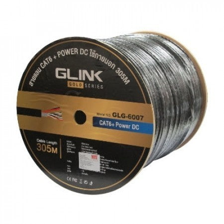 GLINK GLG6007 OUTDOOR CABLE + POWER สายแลน ภายนอก พร้อมไฟ CAT6 GOLD SERIES ความยาว 305เมตร (ไม่เข้าหัวไปให้)