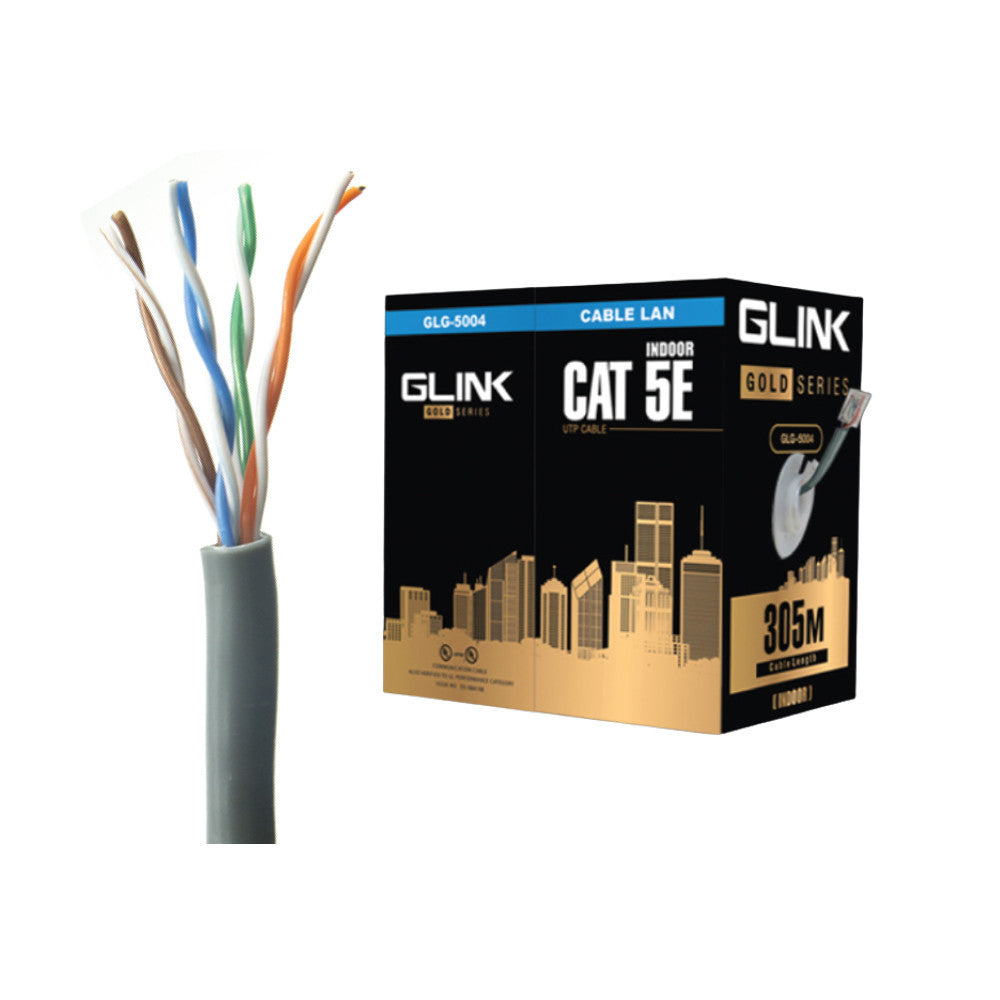 GLINK GLG5004 INDOOR CABLE สายแลน ภายใน CAT5E GOLD SERIES ความยาว 305เมตร (ไม่เข้าหัวไปให้)