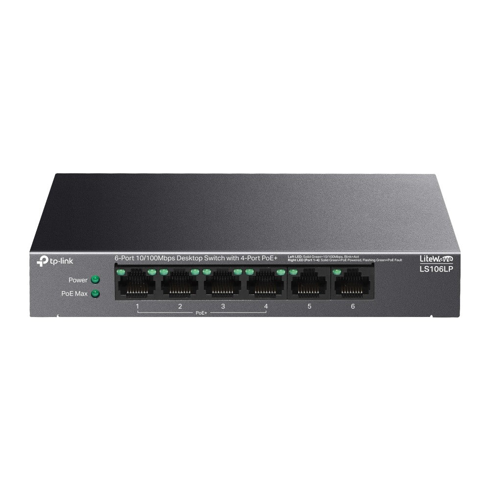 TP-Link LS106LP PoE+ 4-Port 6-Port 10/100Mbps Desktop Switch