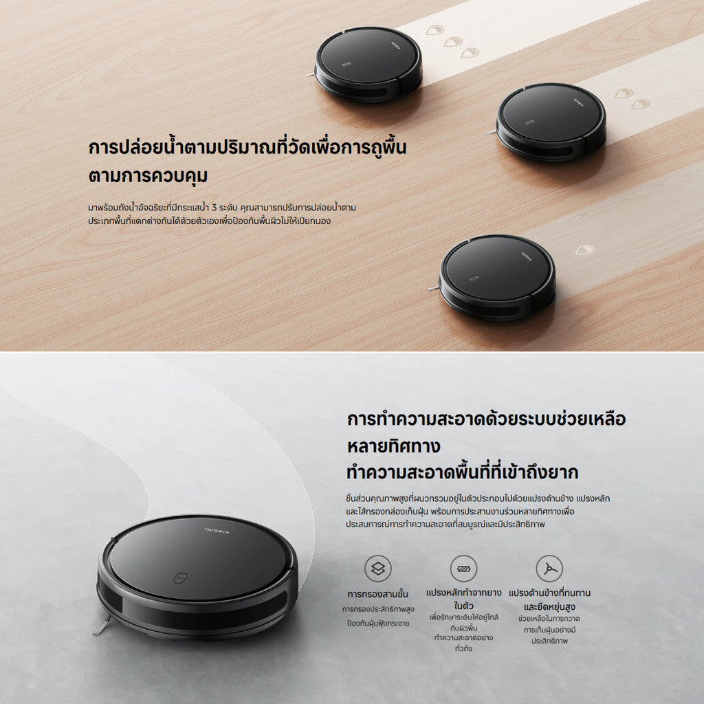 Xiaomi Robot Vacuum E10C หุ่นยนต์ดูดฝุ่น ใบพัดแรงดูดสูง 3500Pa ครอบคุมถูพื้นอัจฉริยะ รับประกัน 1 ปี