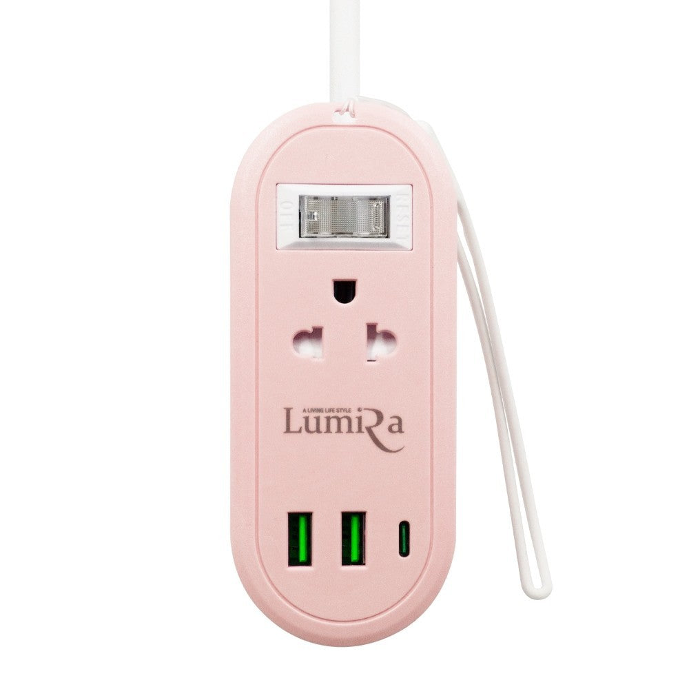 LUMIRA LS-024/2U สายยาว 1.2M เก็บสายได้ 2 เต้ารับ 2USB + 1USB-C ประกัน3ปี