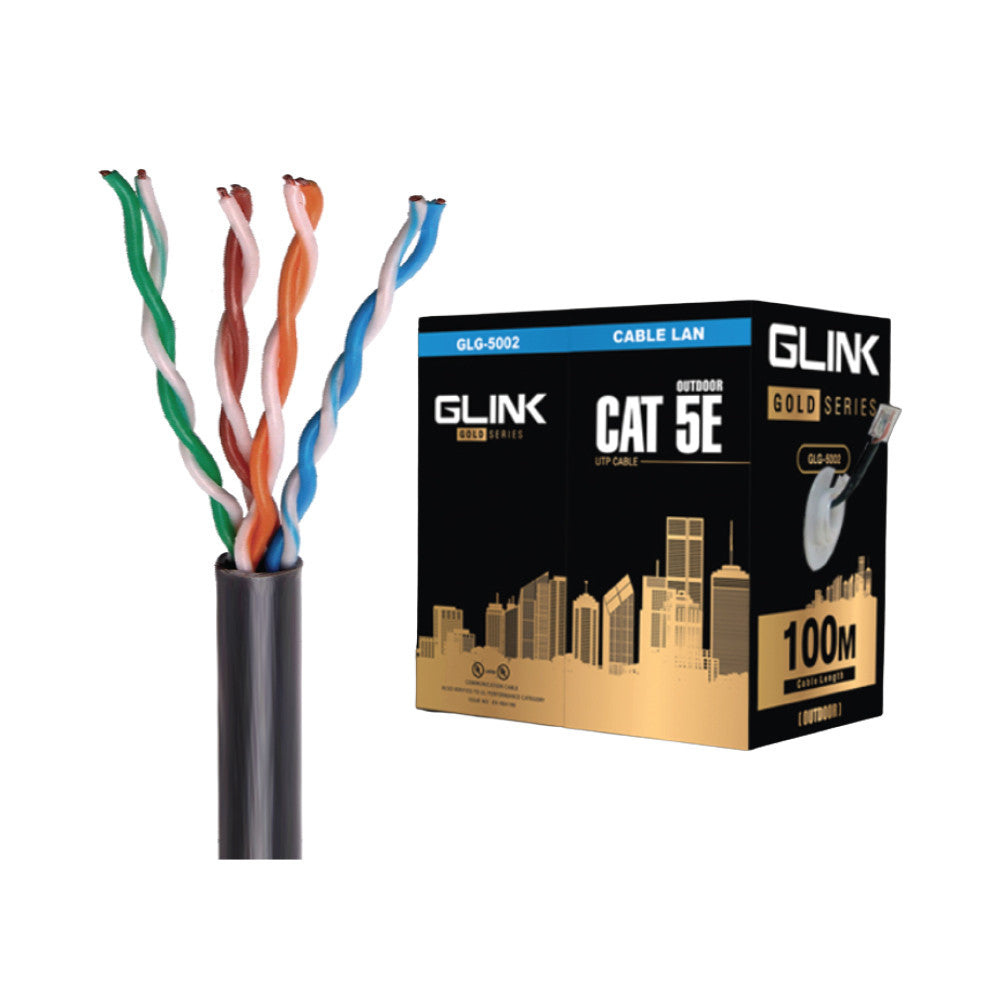 GLINK GLG5002 OUTDOOR CABLE สายแลน ภายนอก CAT5E GOLD SERIES ความยาว 100เมตร (ไม่เข้าหัวไปให้)