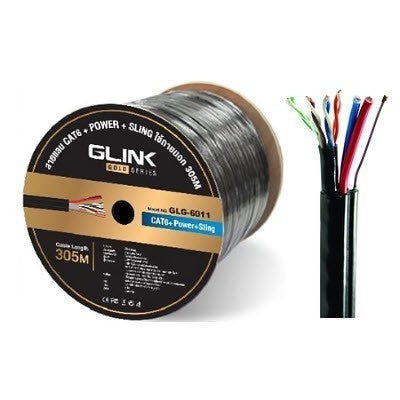 GLINK GLG6011 OUTDOOR CABLE + POWER + SLING สายแลนภายนอก CAT6 GOLD SERIES ความยาว 305เมตร (ไม่เข้าหัวไปให้)