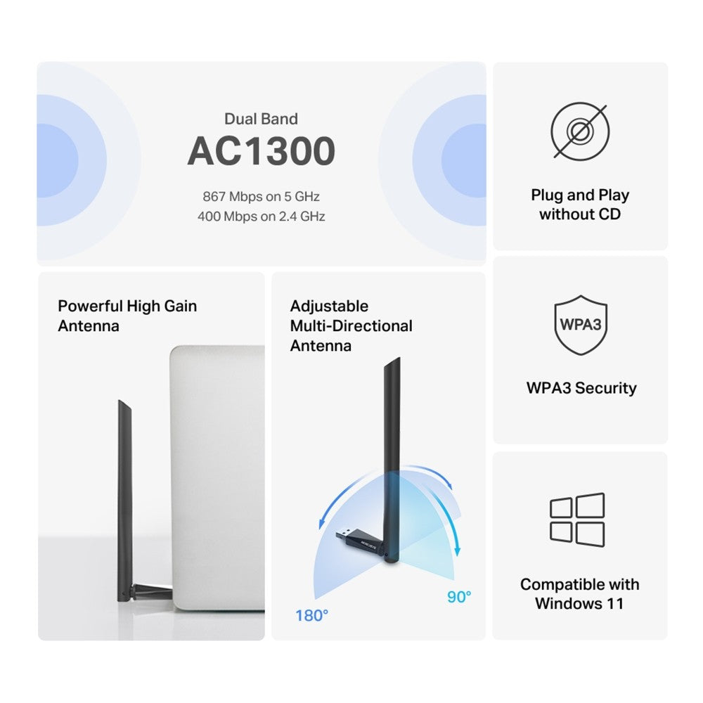 Mercusys MA30H USB AC1300 Strong Dual Band Wi-Fi Speed รับประกัน 3 ปี