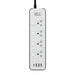 BLL B25 ปลั๊กรางไฟ 3หัว (4 สวิตซ์ + 4 ช่องเสียบ + 4 ช่อง USB) สายยาว 5 เมตร มาตรฐาน มอก.
