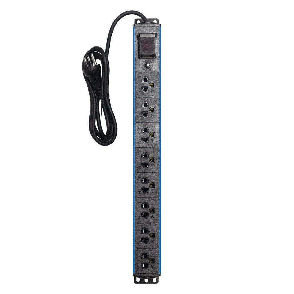 GLINK GPDU-09B BLUE 2M รางปลั๊กไฟตู้ Rack 8 ช่อง ยาว 2 เมตร 1 สวิตช์ สีฟ้า Overload มอก.แท้ ประกัน 5 ปี