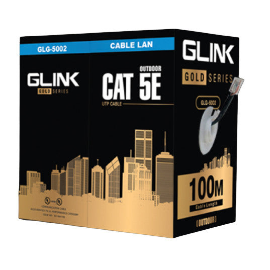 GLINK GLG5002 OUTDOOR CABLE สายแลน ภายนอก CAT5E GOLD SERIES ความยาว 100เมตร (ไม่เข้าหัวไปให้)