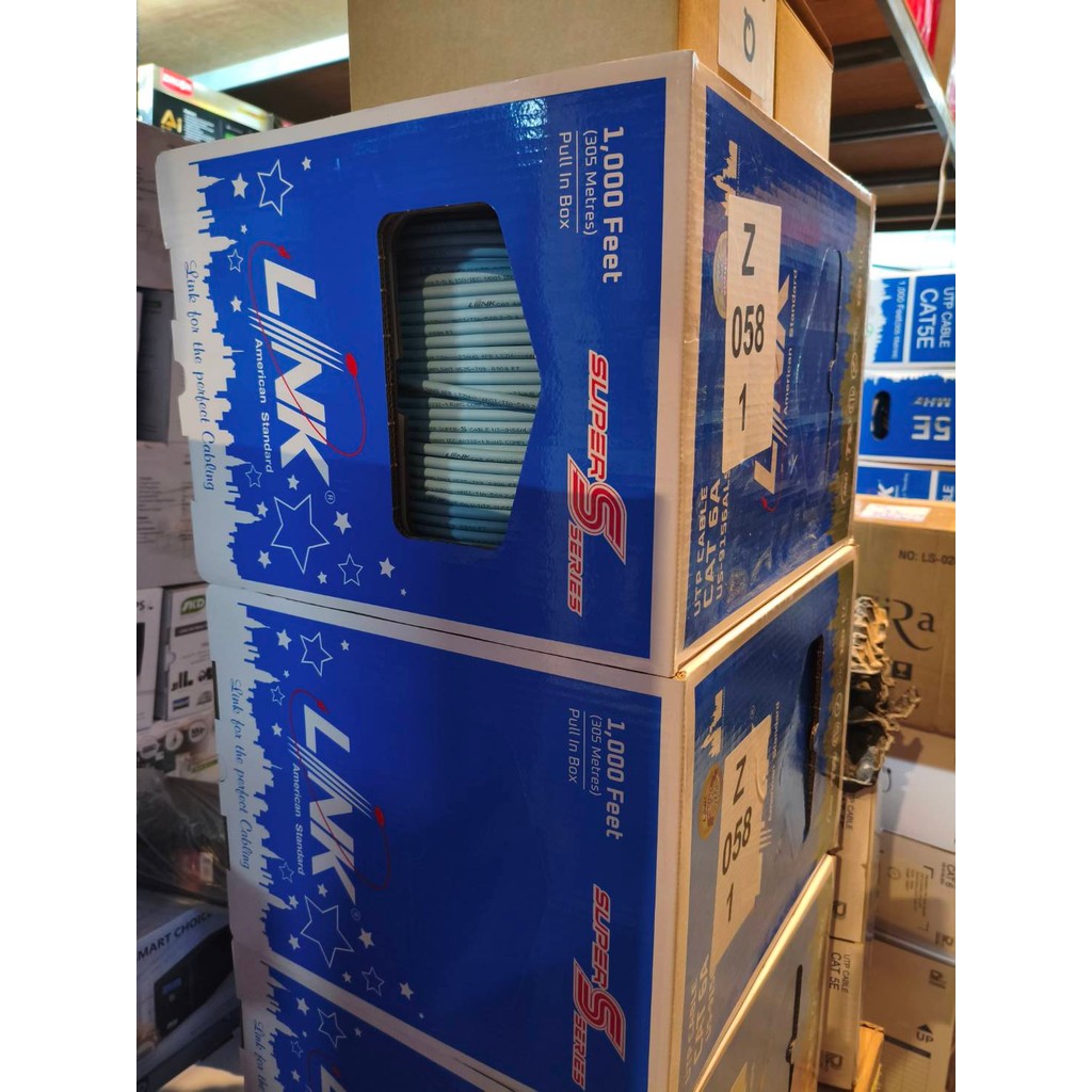 LINK US-9156ALSZH CAT6A (ความยาว 305m) UTP Super-S Series Cable LSZH สายแลนในอาคาร