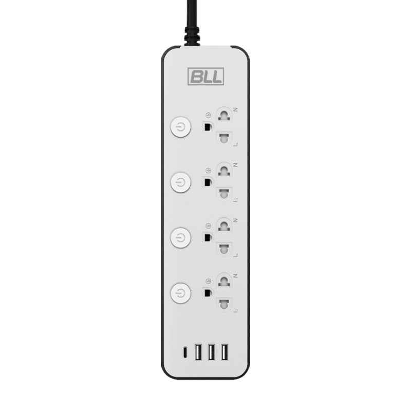BLL B86 ปลั๊กไฟราง 3 หัว (4 สวิตซ์ + 4 ช่องเสียบ + 4 ช่อง USB ) สายยาว 3 เมตร