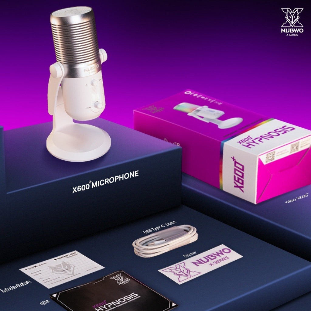 NUBWO X600+ HYPNOSIS MICROPHONE ไมค์สตรีมมิ่ง แคสเกมส์ อัดเสียง มีไฟ RGB ประกัน 2ปี