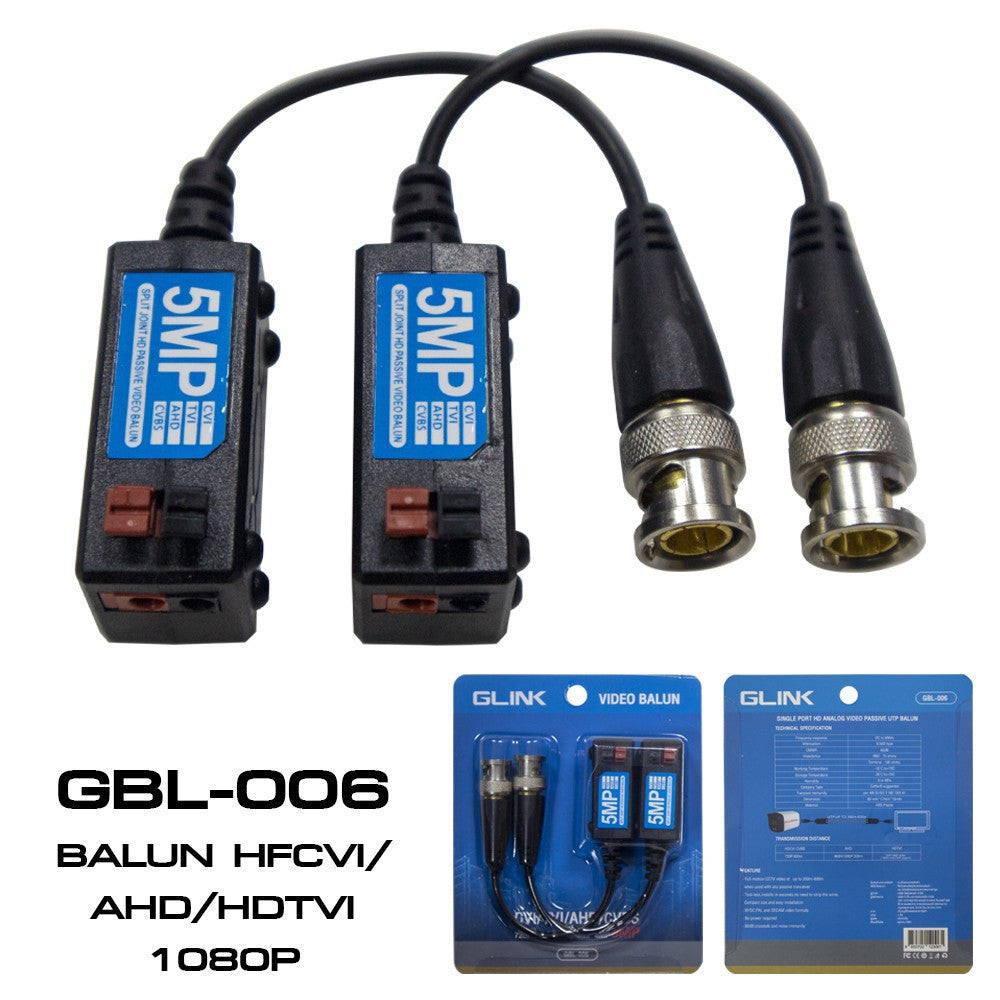 GLINK GBL-006 BALUN 5 MP 300-600 M. สำหรับใช้งานกับกล้องวงจรปิด