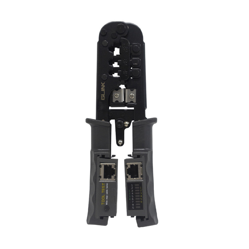 GLINK GLT-316 คีมจั้มหัวแลน เครื่องเข้าหัวแลนมาพร้อมเครื่องเช็คปิงสายในตัว CRIMPING TOOL RJ45,RJ11,RJ12