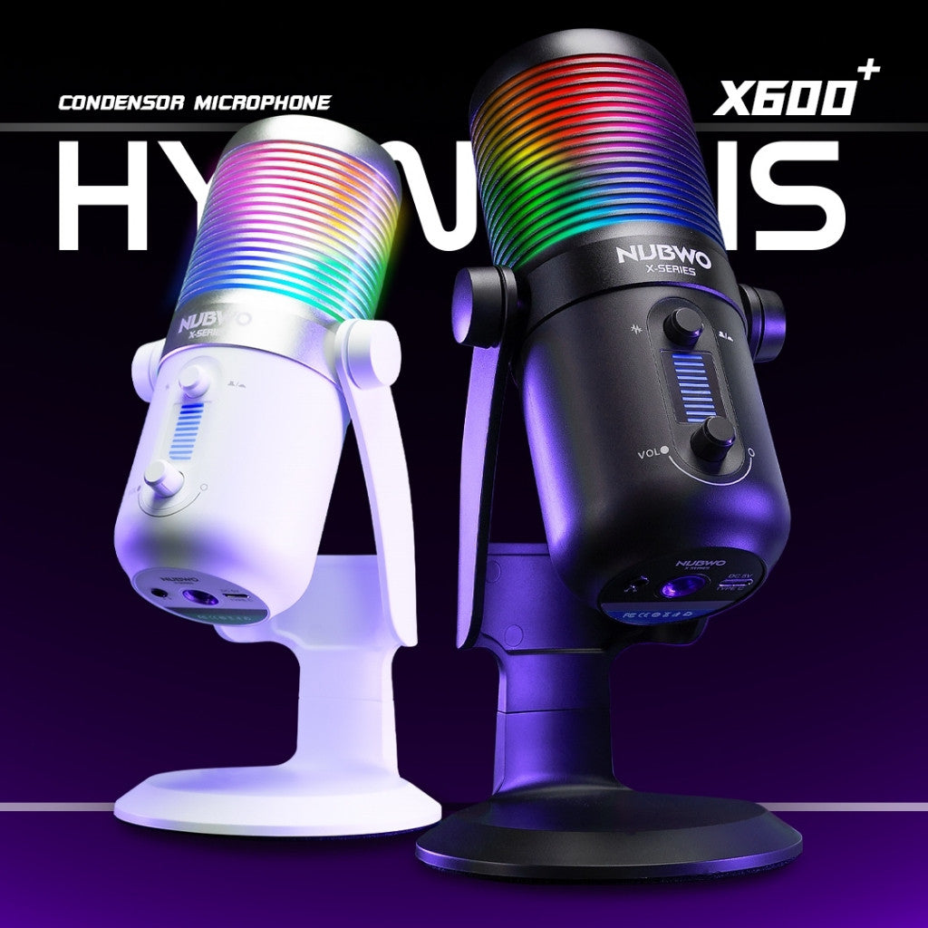 NUBWO X600+ HYPNOSIS MICROPHONE ไมค์สตรีมมิ่ง แคสเกมส์ อัดเสียง มีไฟ RGB ประกัน 2ปี