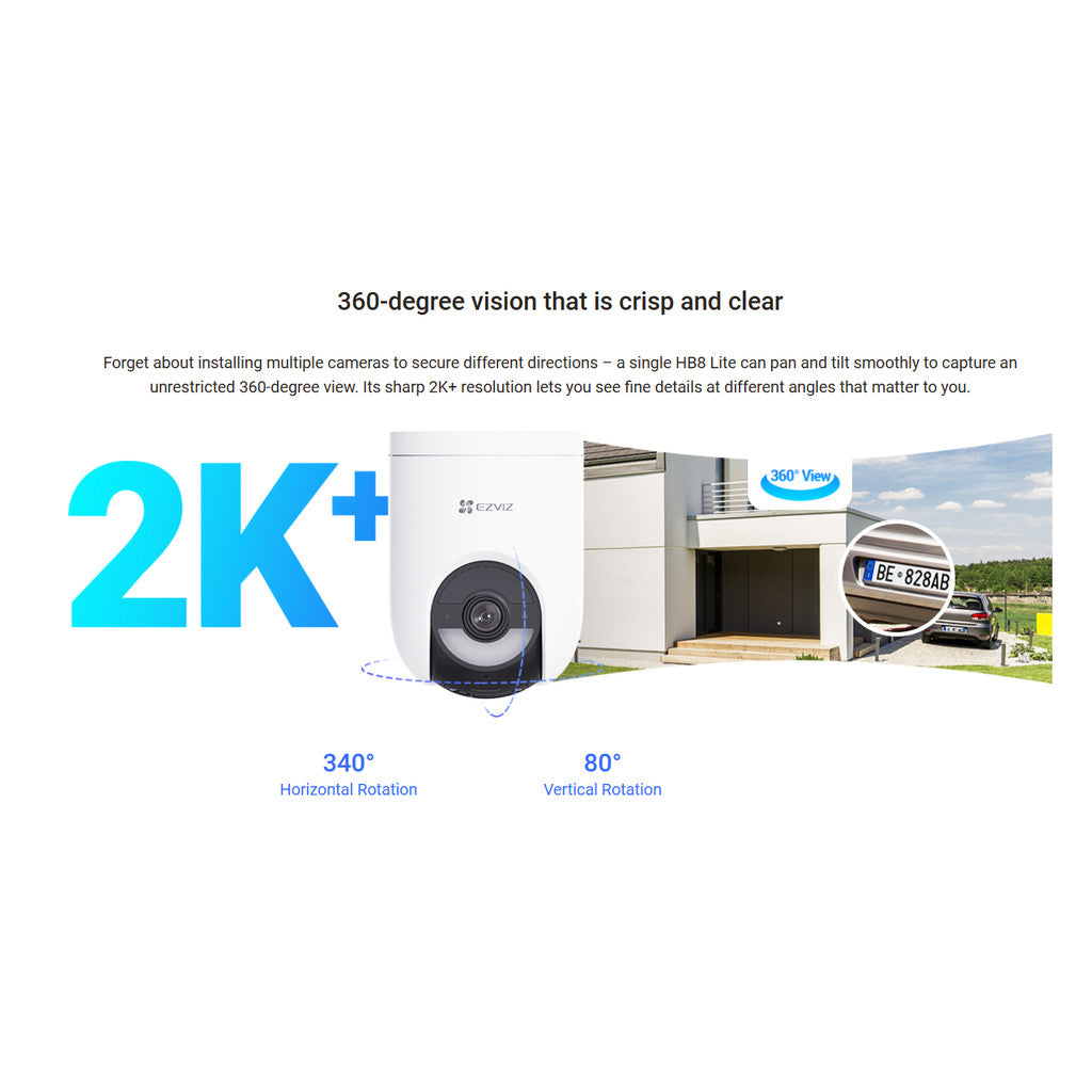 EZVIZ HB8 Lite + Solar Panel 5W SmartHome Battery Camera Kit กล้องวงจรปิดไร้สาย 2K (3MP)