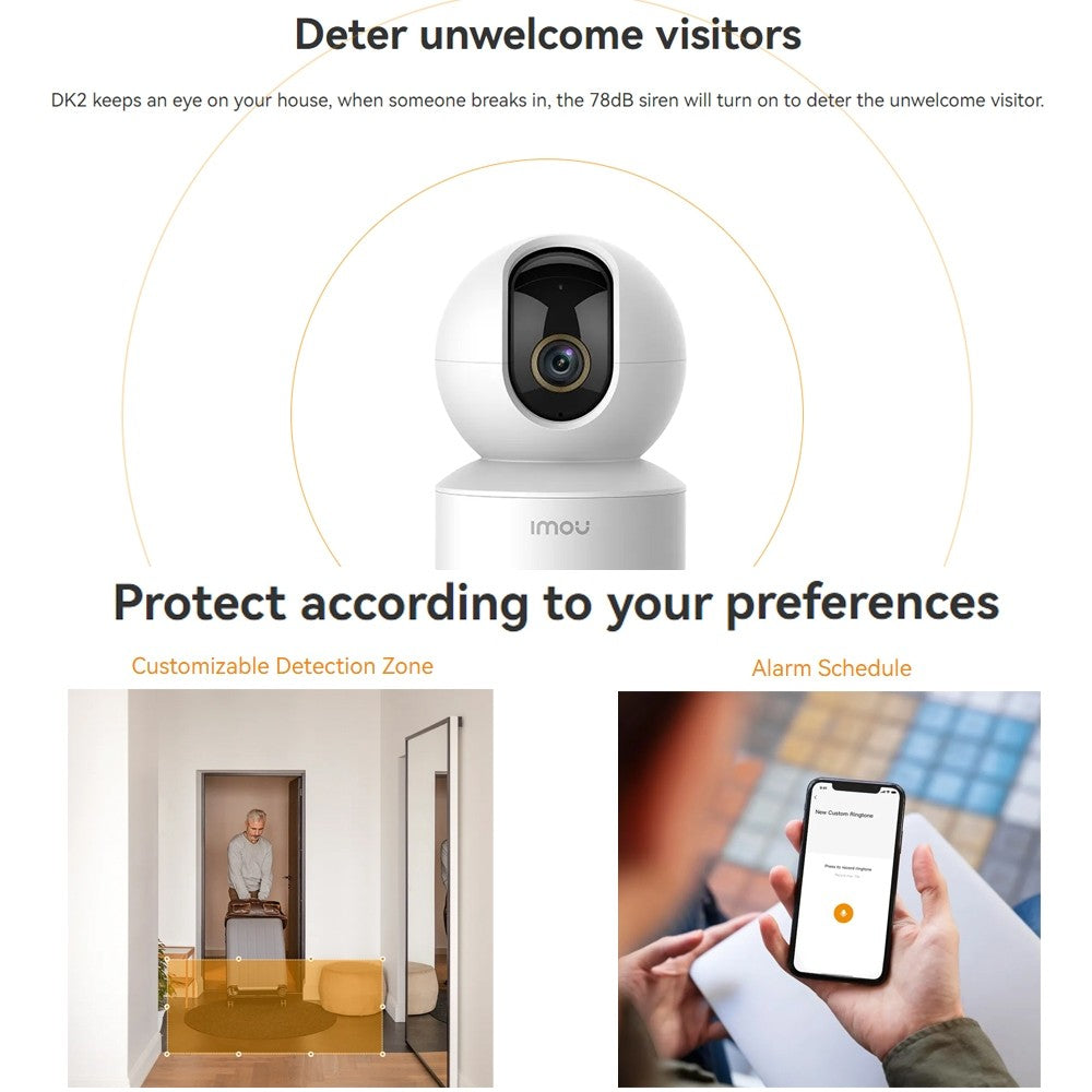 IMOU DK2 2MP H.265 Wi-Fi Pan & Tilt Camera การติดตามอัจฉริยะ กล้องวงจรปิดรักษาความปลอดภัยในร่ม