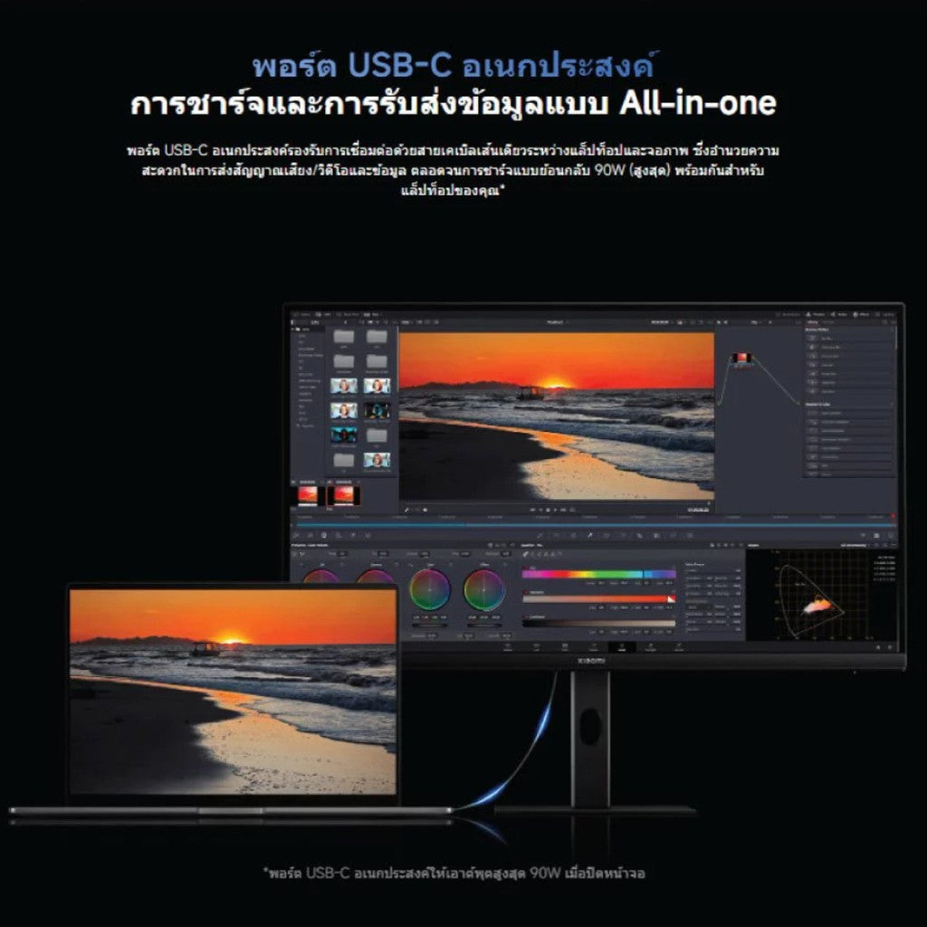 Xiaomi A27Ui 4K Monitor หน้าจอ IPS ขนาด 27 นิ้ว คุณภาพระดับ 4K UHD พอร์ต Type C หมุนหน้าจอได้