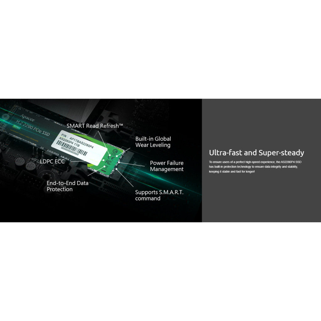 Apacer SSD M.2 AS2280P4 256GB (เอสเอสดี) PCIe Gen3x4