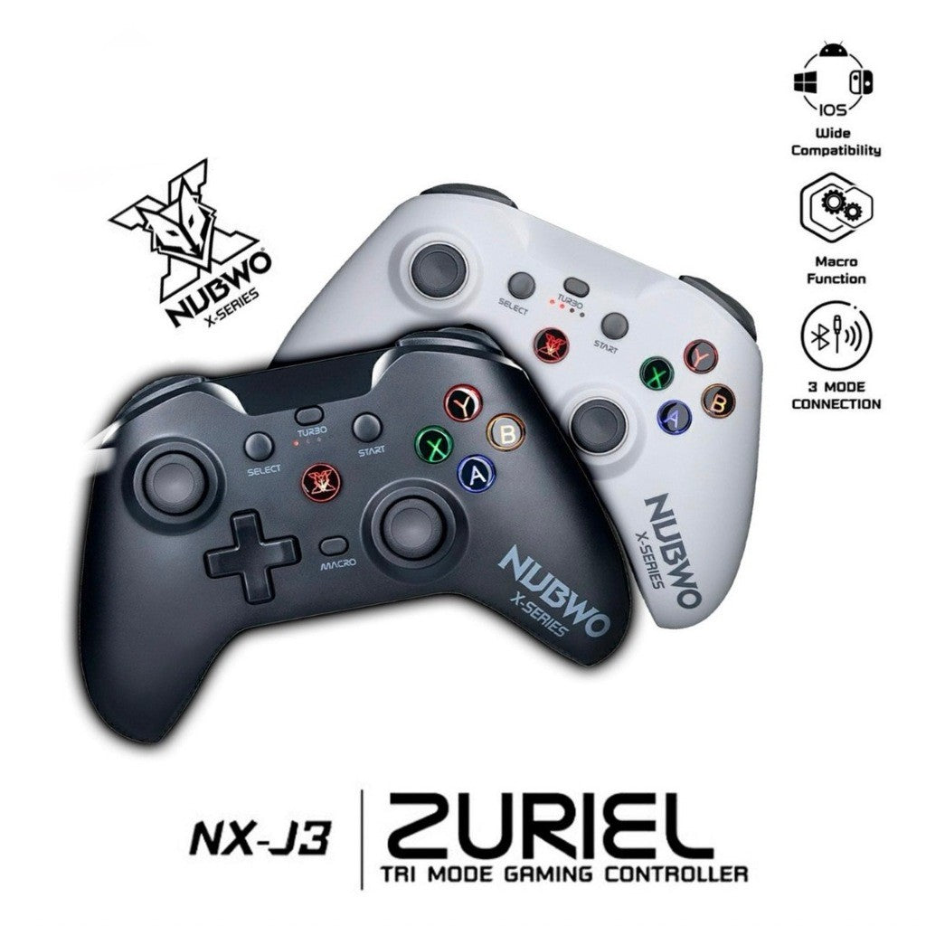 NUBWO NX-J3  WHITE TRI MODE GAMING CONTROLLER จอยเกมมิ่งไร้สาย