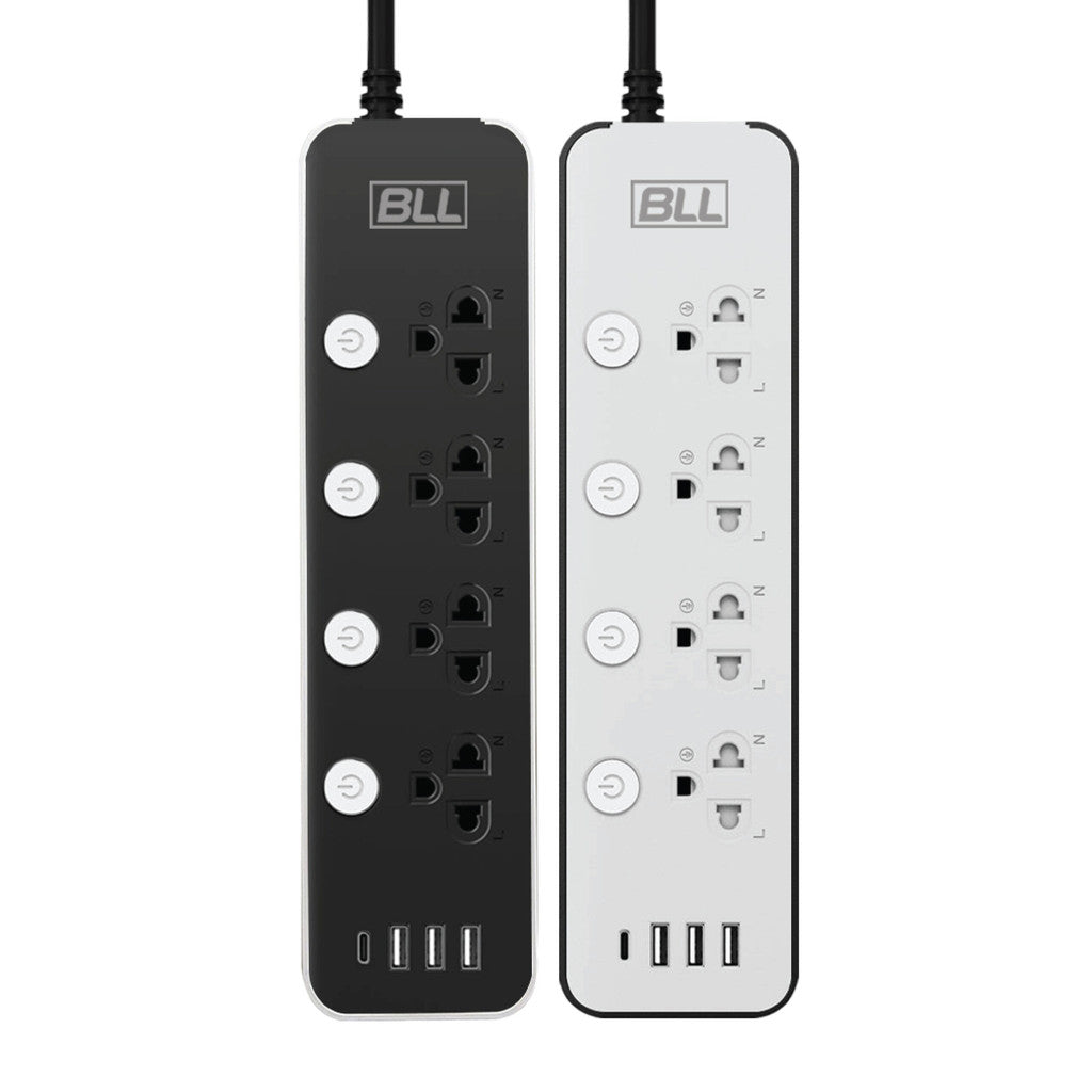 BLL B86 ปลั๊กไฟราง 3 หัว (4 สวิตซ์ + 4 ช่องเสียบ + 4 ช่อง USB ) สายยาว 3 เมตร