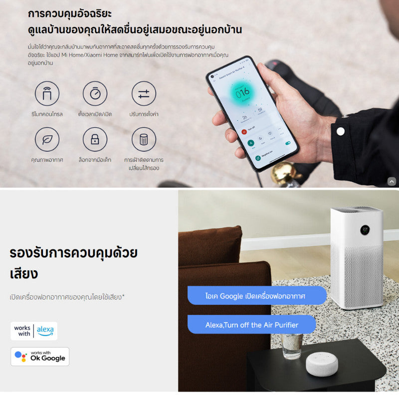 Xiaomi Smart Air Purifier 4 เครื่องฟอกอากาศ กรองฝุ่น PM 2.5 ปกป้องระบบทางเดินหายใจ ประกันศูนย์ 1 ปี