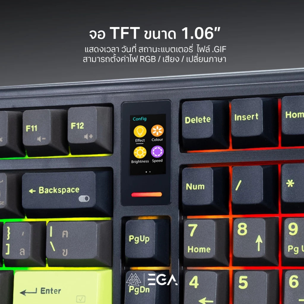 EGA TYPE CMK11 Black Saiko clicky Switch คีย์บอร์ดเกมมิ่งไร้สาย Wireless /Cable/Bluetooth