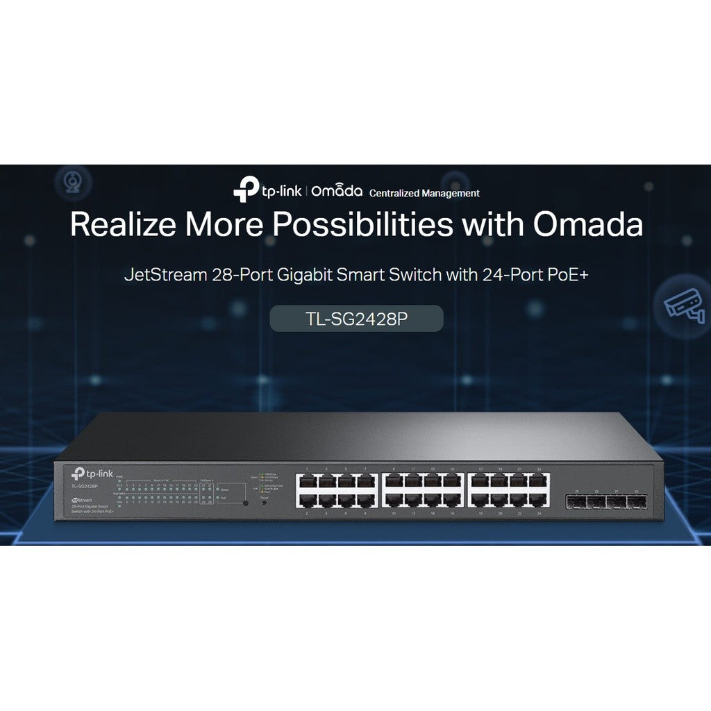 TP-LINK TL-SG2428P NEW JETSTREAM 28-PORT GIGABIT SMART SWITCH WITH 24-PORT POE+ ประกัน LT