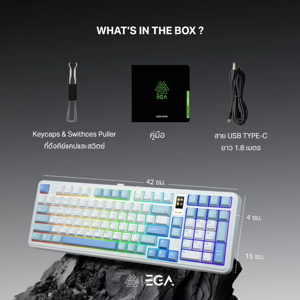 EGA TYPE CMK11 WHITE Saiko clicky Switch คีย์บอร์ดเกมมิ่งไร้สาย