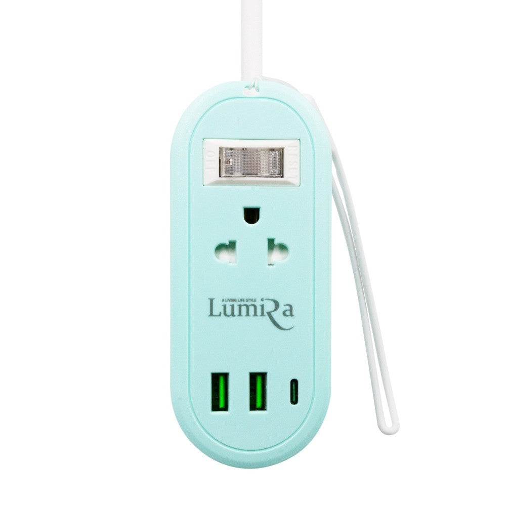LUMIRA LS-024/2U สายยาว 1.2M เก็บสายได้ 2 เต้ารับ 2USB + 1USB-C ประกัน3ปี