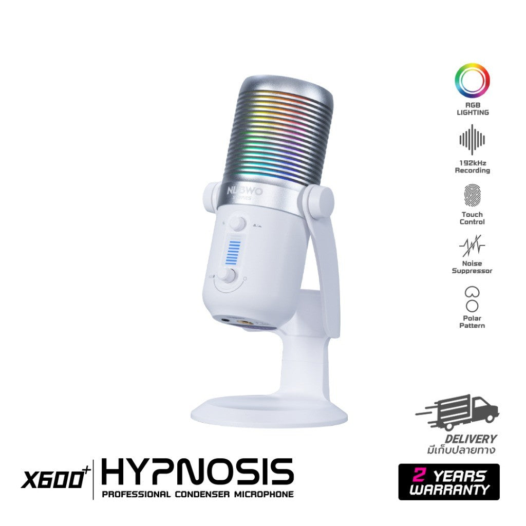 NUBWO X600+ HYPNOSIS MICROPHONE ไมค์สตรีมมิ่ง แคสเกมส์ อัดเสียง มีไฟ RGB ประกัน 2ปี