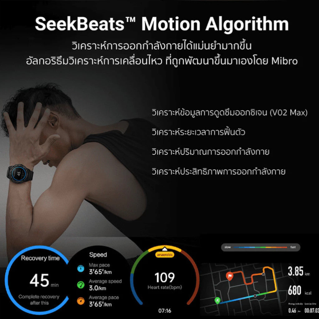 Mibro Watch GS Active สมาร์ทวอทช์ จอ AMOLED 60Hz GPS อัพเกรดระบบตรวจวัดสุขภาพ โหมดกีฬา แบตสูงสุด 20 วัน