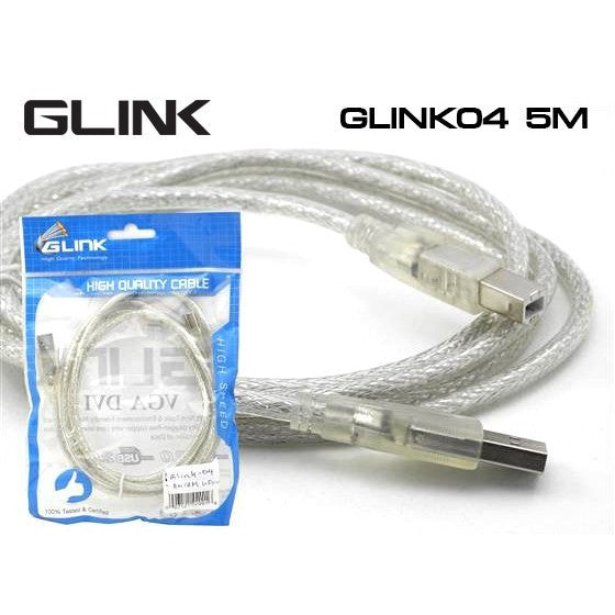 GLINK GLINK04 (GLINK-04) 5M CABLE PRINTER USB 2.0 สีใส ความยาว 5 เมตร