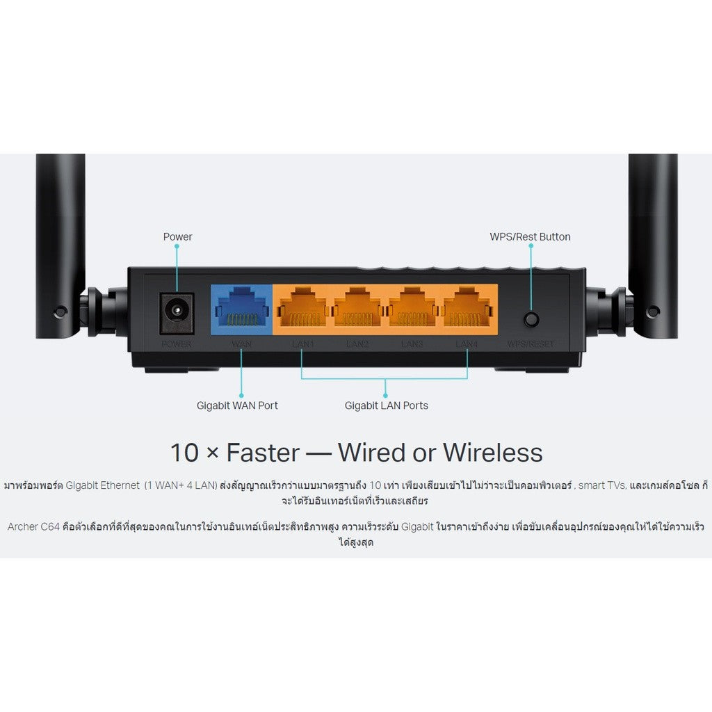 TP-LINK ARCHER C64 AC1200 WIRELESS MU-MIMO WIFI ROUTER