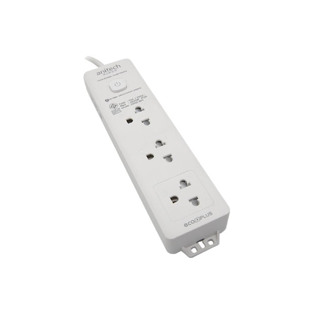 ANITECH H333-WH 3 ปลั๊กไฟ ช่อง 1 สวิตช์ สายไฟยาว 3 เมตร มาตรฐาน มอก. รับประกัน 2 ปี