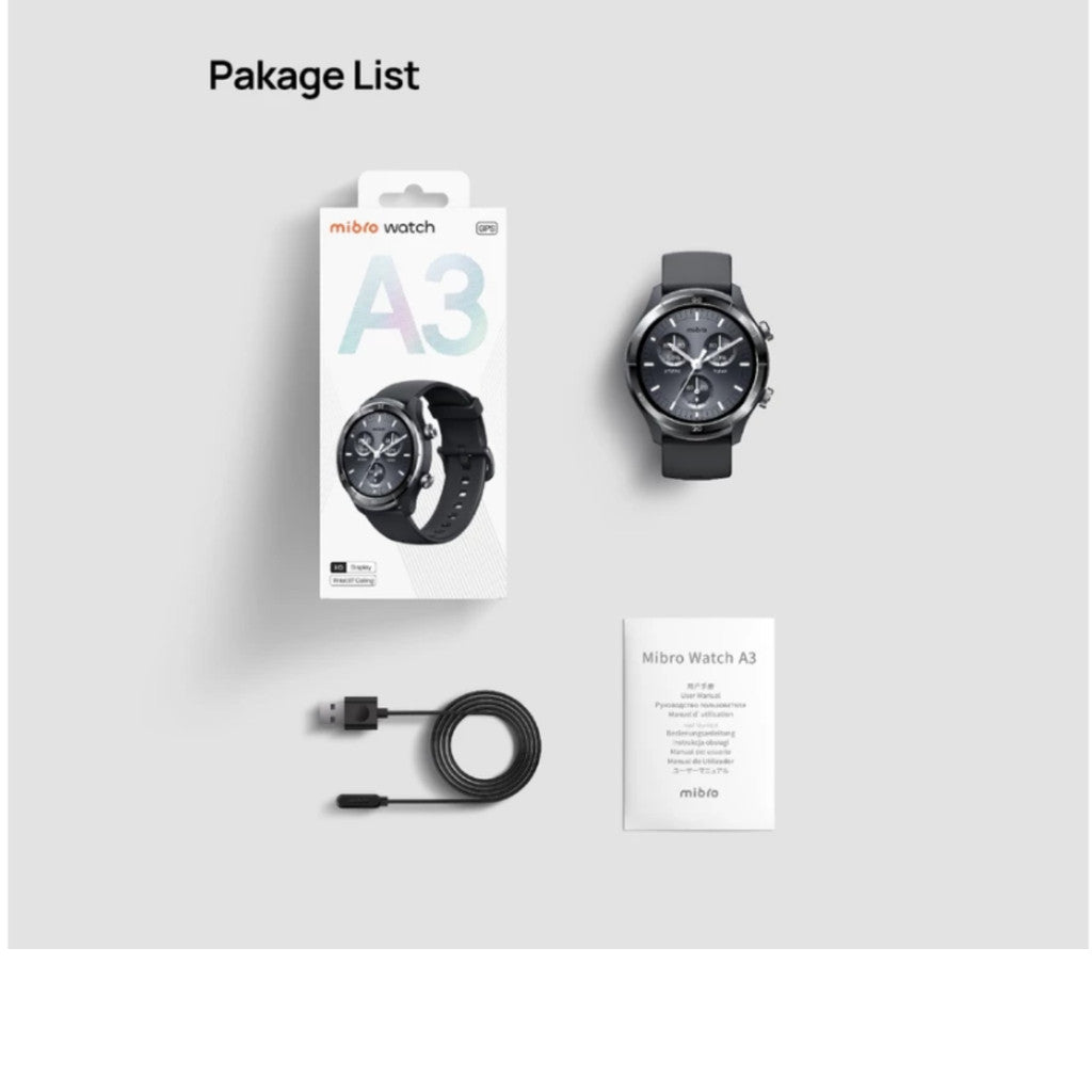 MIBRO WATCH A3 สมาร์ทวอทช์ จอ 1.39 นิ้ว 60Hz โหมดกีฬา ติดตามสุขภาพ โทรบลูทูธ GPS แบตเตอรี่ทน