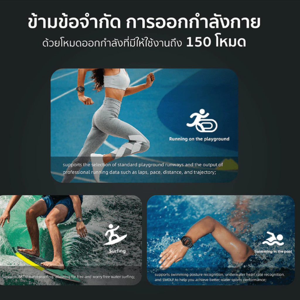 Mibro Watch GS Active สมาร์ทวอทช์ จอ AMOLED 60Hz GPS อัพเกรดระบบตรวจวัดสุขภาพ โหมดกีฬา แบตสูงสุด 20 วัน