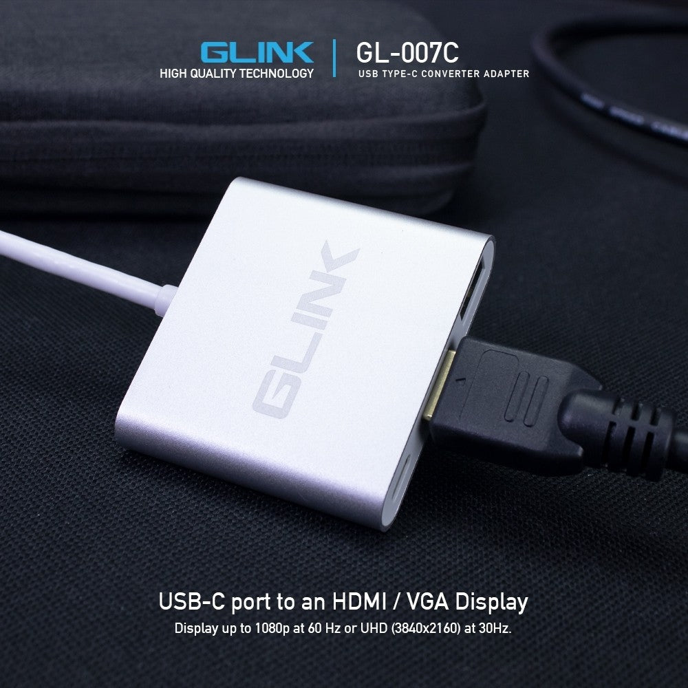 GLINK GL007C (GL-007C) USB TYPE-C TO HDMI + USB 3.0 + PD ชาร์จได้