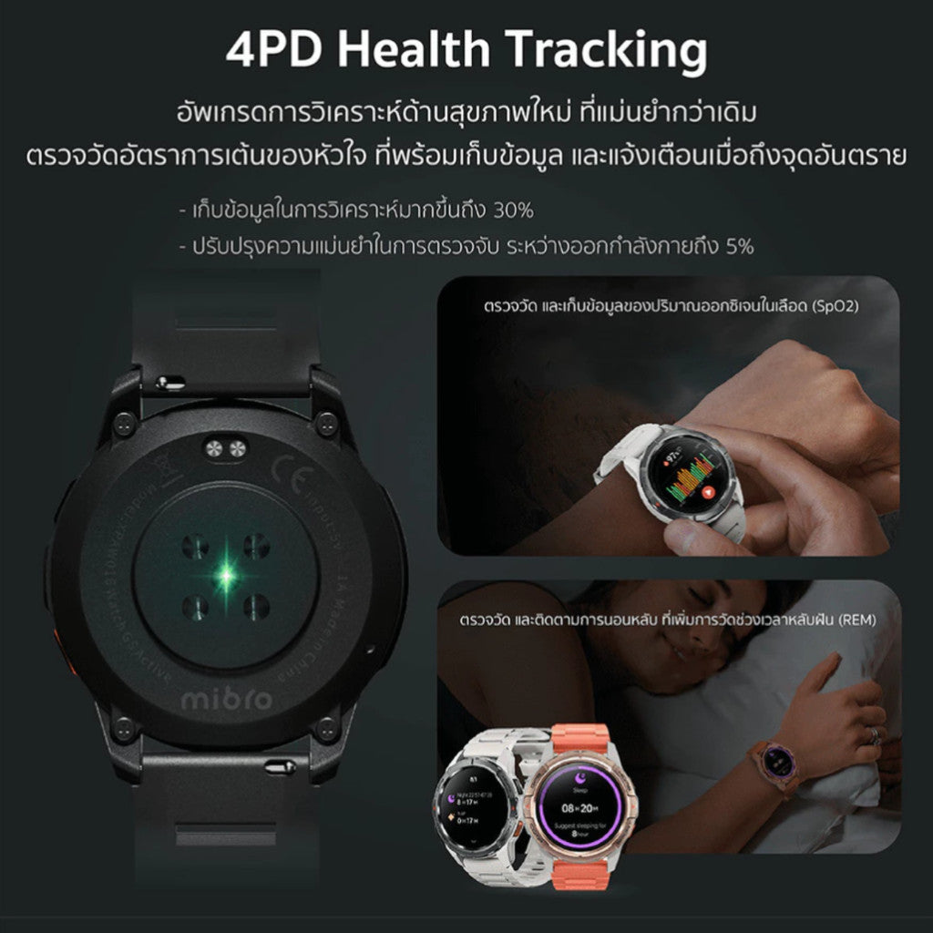 Mibro Watch GS Active สมาร์ทวอทช์ จอ AMOLED 60Hz GPS อัพเกรดระบบตรวจวัดสุขภาพ โหมดกีฬา แบตสูงสุด 20 วัน