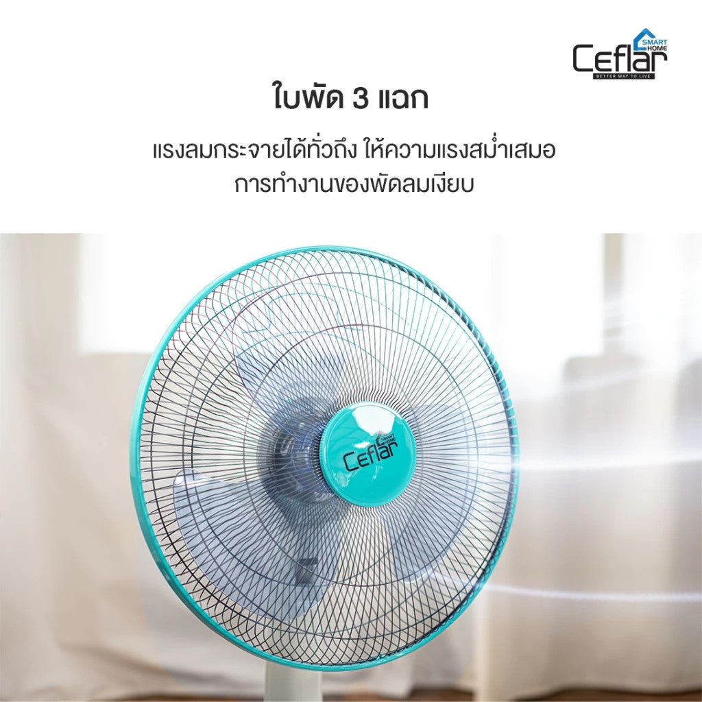 CEFLAR SR-3677 พัดลมตั้งโต๊ะ 16 นิ้ว ปรับแรงลมได้ 3 ระดับ เสียงเงียบ ลมเย็นสบาย