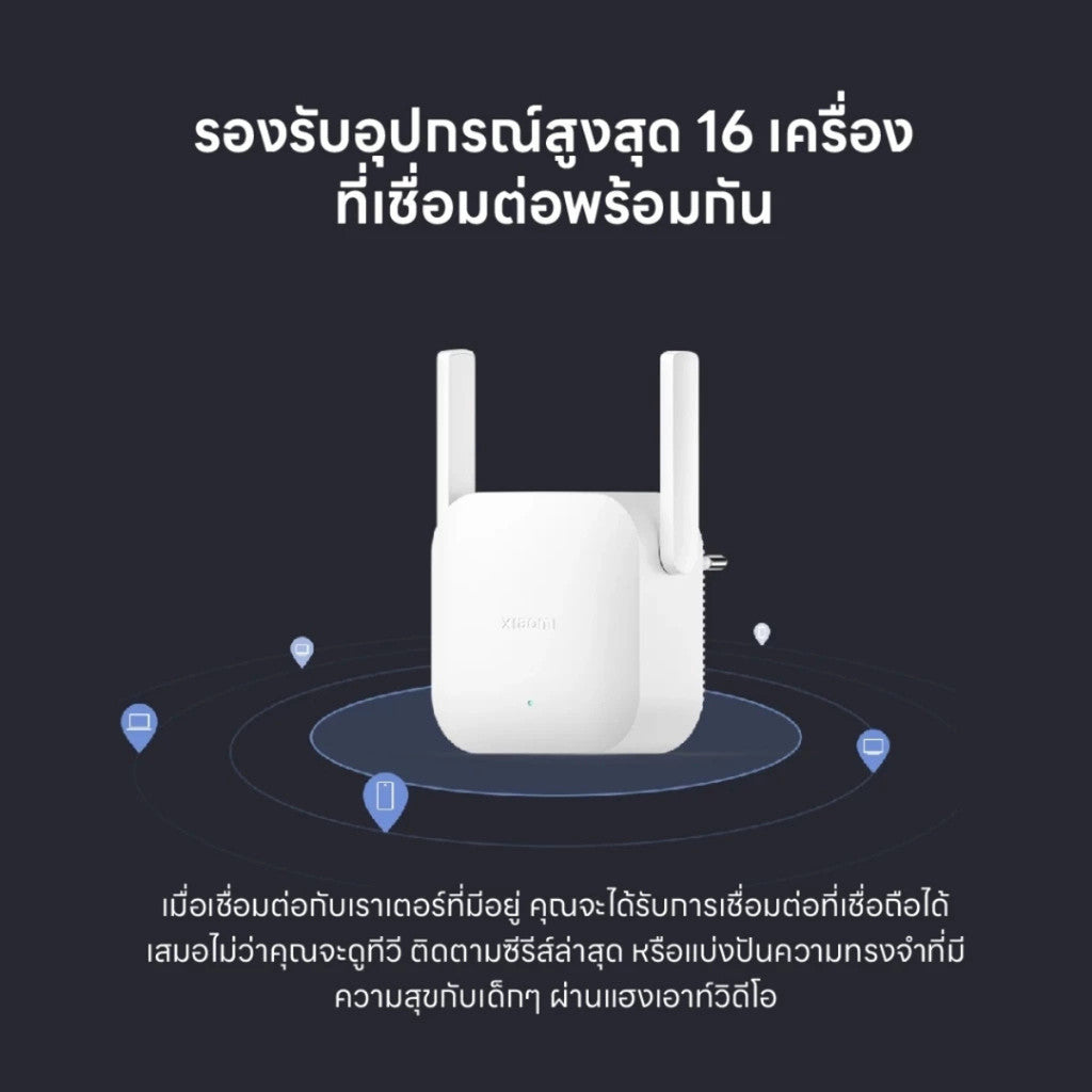 XIAOMI N300 WIFI RANGE EXTENDER อุปกรณ์ขยายสัญญาณไวไฟ ตัวขยายสัญญาณ Wi-Fi รับประกันศูนย์ไทย