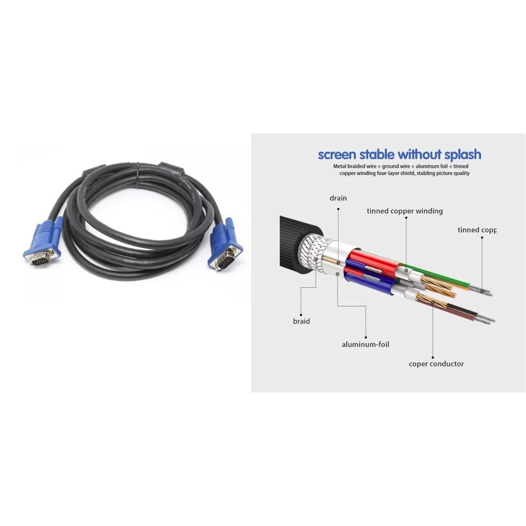 สายเคเบิล VGA3+5 หัวแบบตัวผู้-ตัวผู้ ความยาว10เมตร การเชื่อมต่อคอมพิวเตอร์และจอภาพ