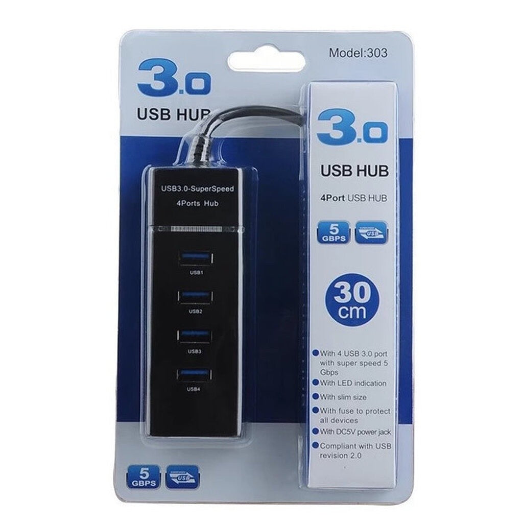 NAVA IT USB HUB 3.0 HIGH SPEED 4 PORT สีดำ 30CM ฮับขยาย USB แล็ปท็อป PC