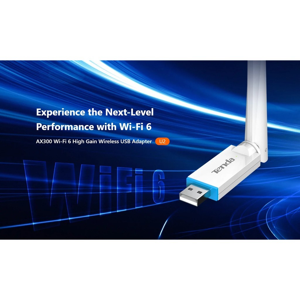 Tenda U2 ตัวรับสัญญาณ WiFi 6 AX300 High Gain Wireless USB Adapter (U2) ประกันศูนย์ 4 ปี